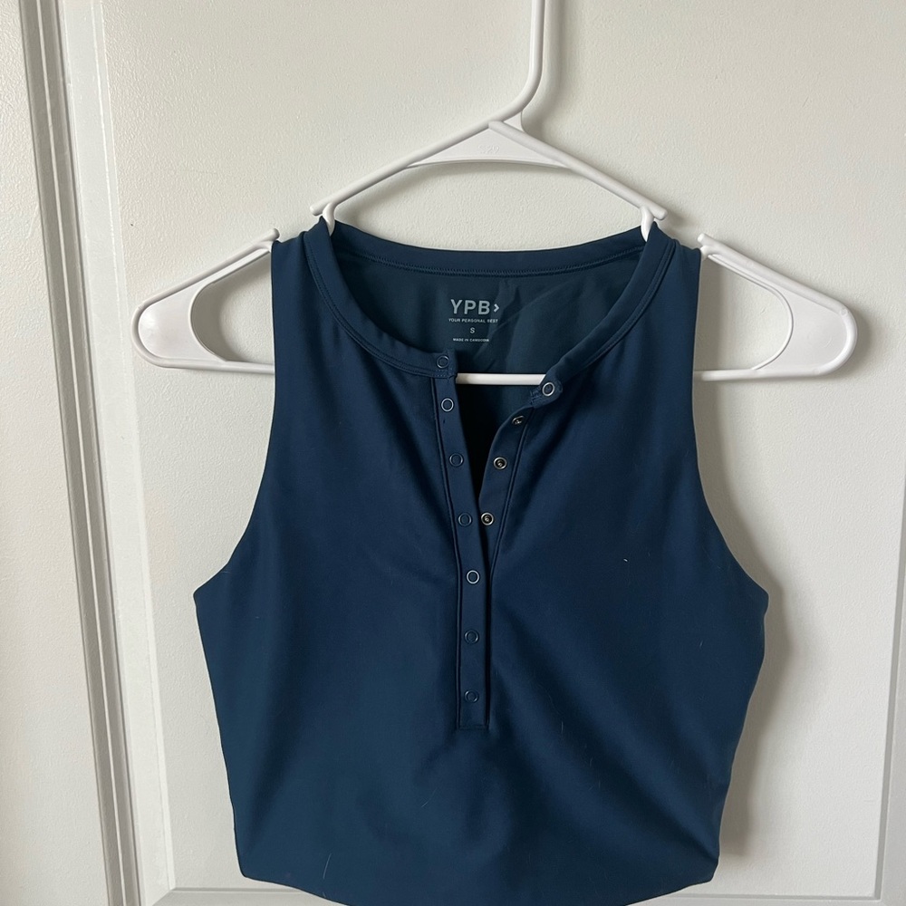 Abercrombie & Fitch Navy Henley Sports Bra Tank
